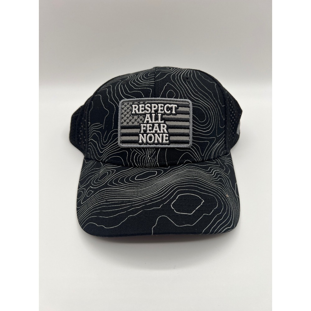 Roughneck Mens Tactical Hat Black Topo Map Respect All Fear None Snapback Cap